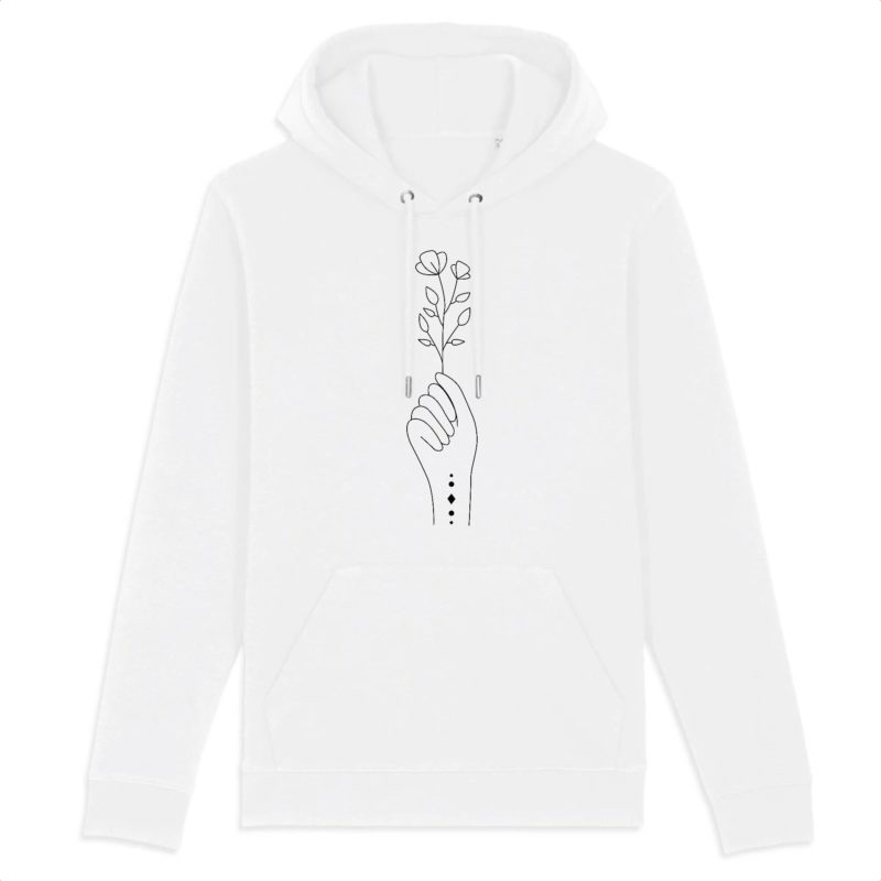 Main fleurie / Sweat u00e0 capuche BIO Unisexe