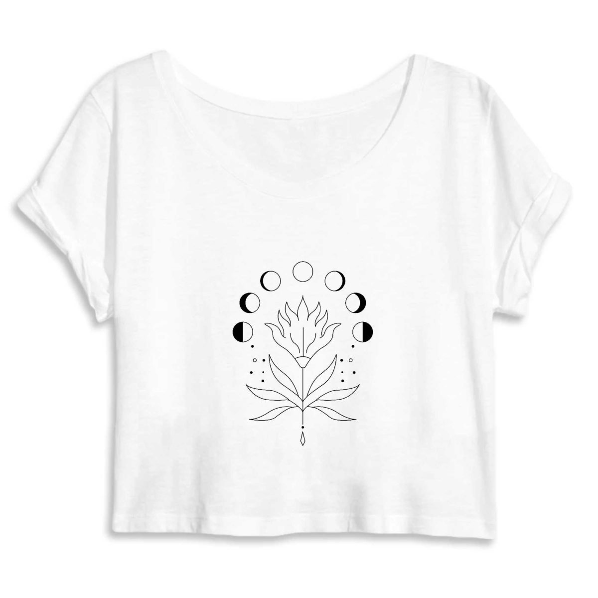 Phase fleurie Crop Top Femme 100% Coton BIO